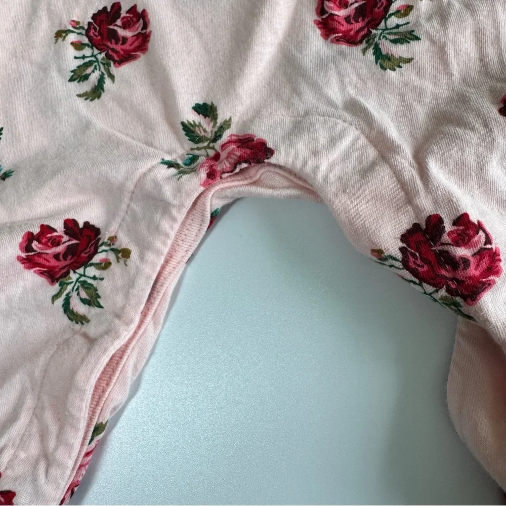 BabyGap Newborn Baby Girl Outfit Pink Floral One Piece Gold Cardigan Sweater